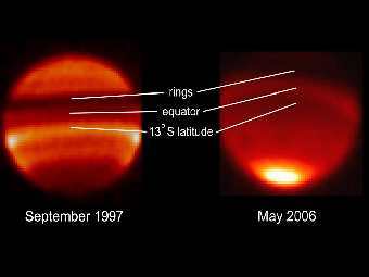 ����������� ����������� � 1996 � � 2007 �����. ������ ������� ������������ ���������� �� �����-���. ����������� NASA/JPL